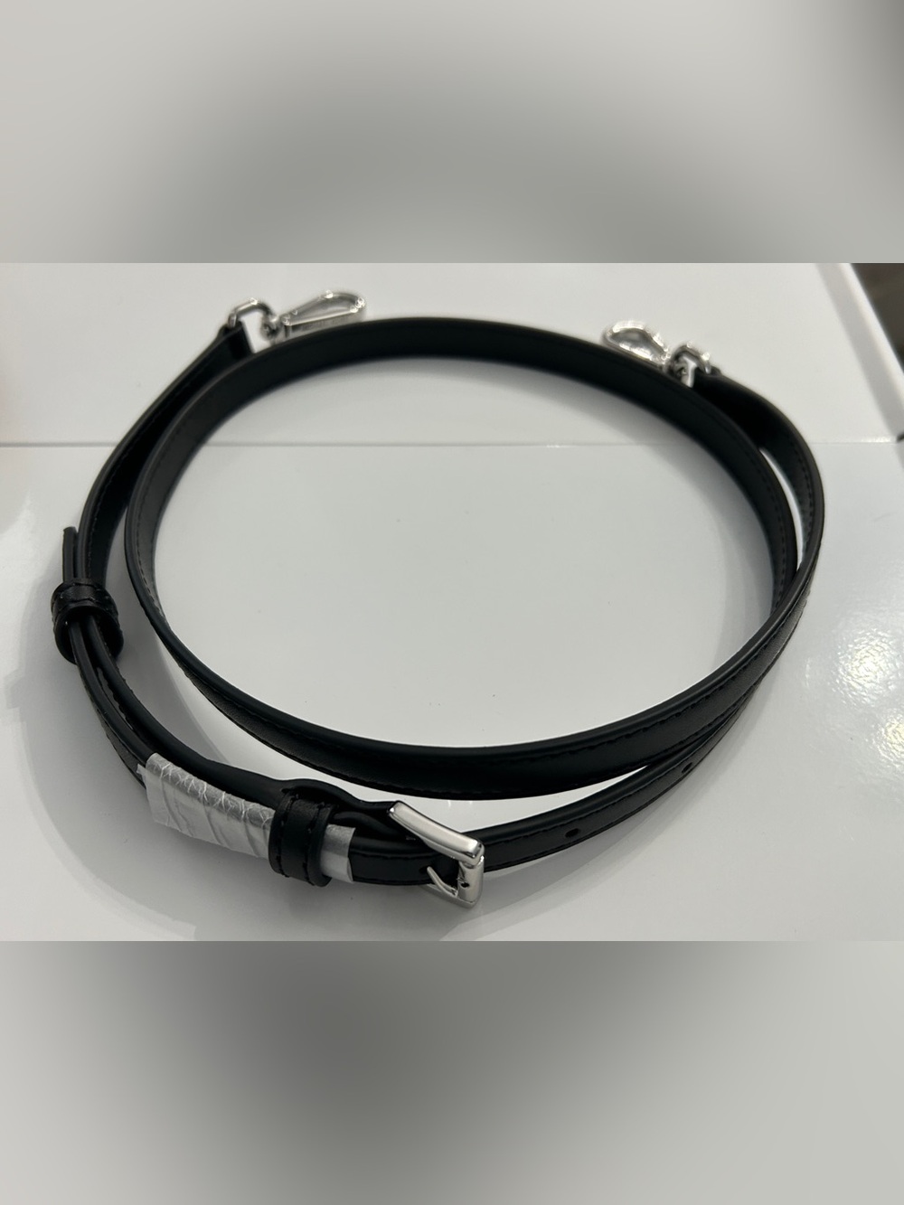 Michael Kors Black Leather Crossbody Replacement Shoulder Strap Silver Hardware